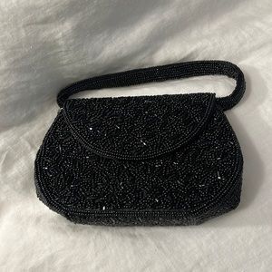 Black beaded clutch